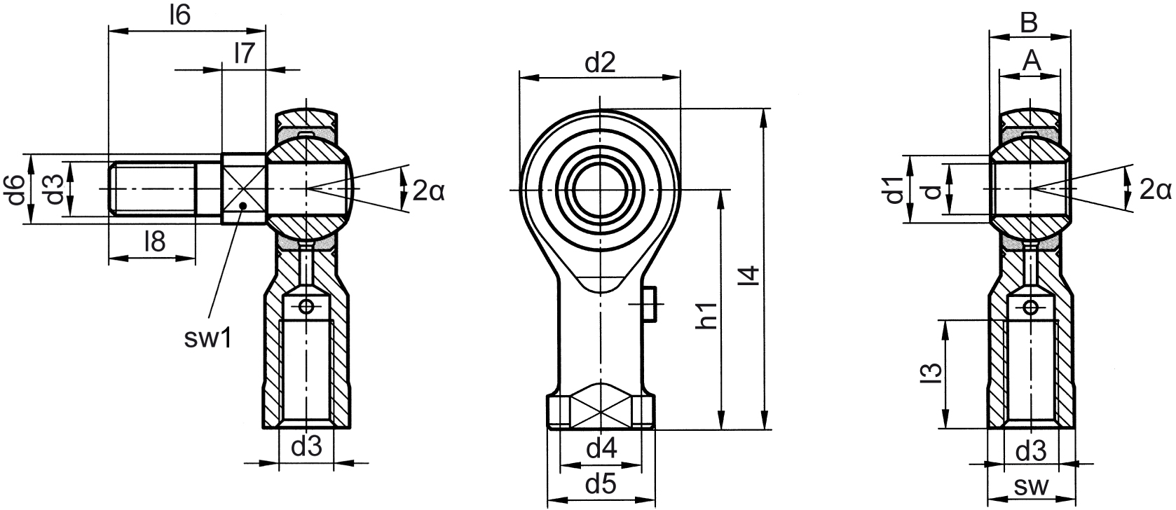 Gelenkkopf DIN ISO 12240-4 Maßreihe E wartungsfrei Edelstahl Außengewinde  25 M24FG